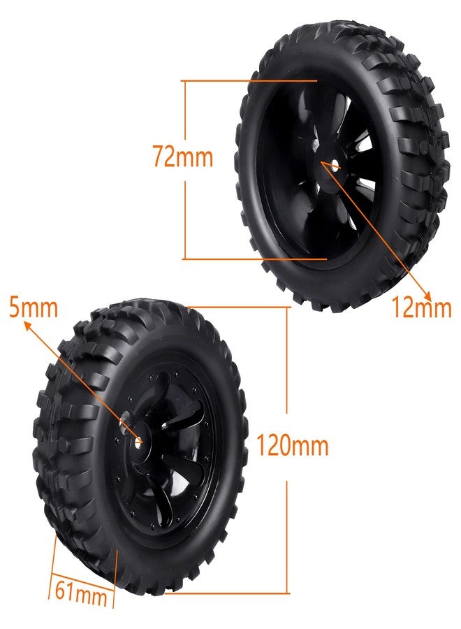 FriHobby Preglued 1/10 RC Truck Wheels Tires Set 2.8" Tires 12mm Hex Compatible with Traxxas Stampede Rustler 4×4 2WD Redcat Blackout Volcano Brushless Lipo Power 2S-4S - Image 2